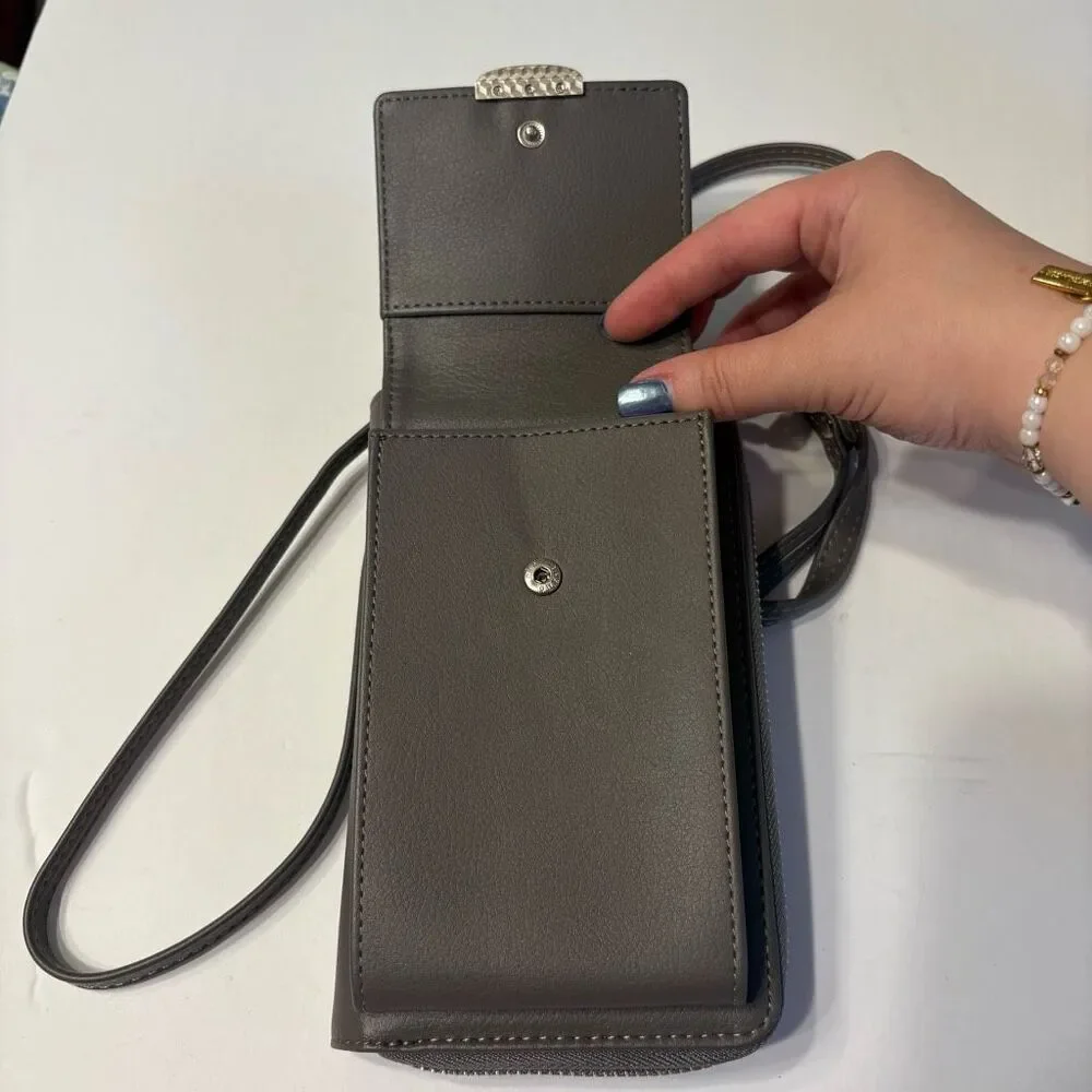 Kukoo Small Crossbody Bag Cell Phone Purse Wallet with Credit Card Slots Grey